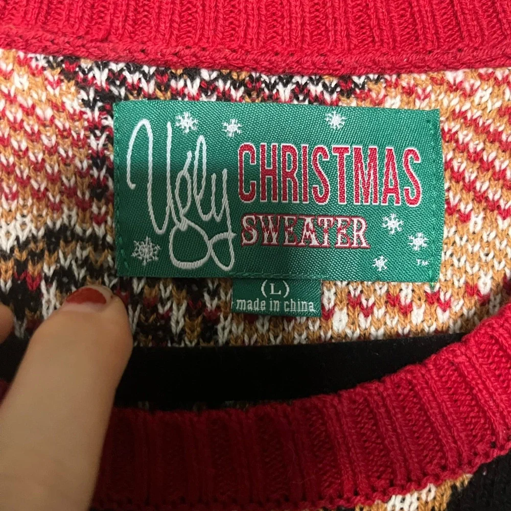 Ugly Christmas Sweater in Red and Brown - Picture 2 of 3